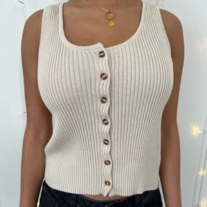Ribbed button up Tank Top